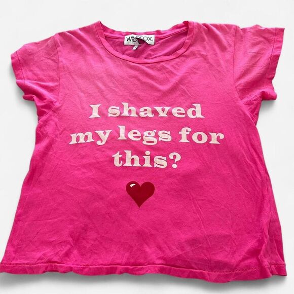 wildfox Pink cotton"I shaved my legs for this?" graphic baby heart tee Small - Picture 3 of 4